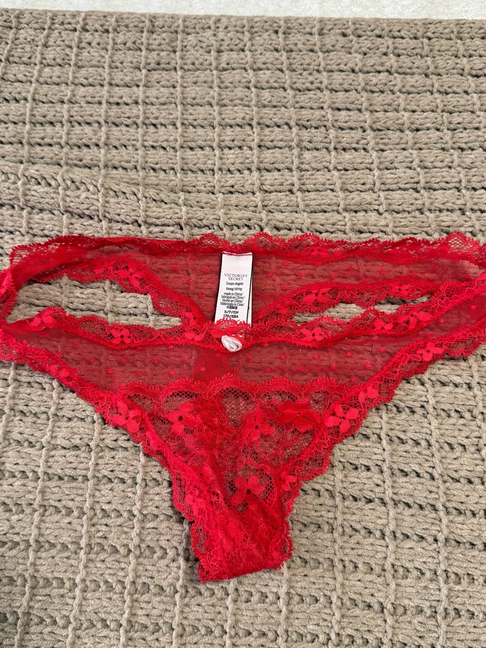 Victoria's Secret Red Lace Thong Panty